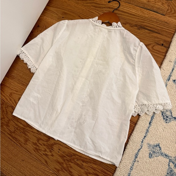 Sezane Eponine Ecru Eyelet Lace Shirt Size 34 FR / 2 US - Picture 14 of 16